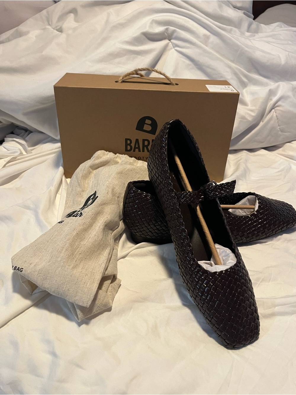 Bared Footwear Dark Brown Woven Mary Jane Flats